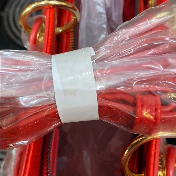 Badgley Mischka Red Tote Bag with Gold Hardware - Picture 6 of 6